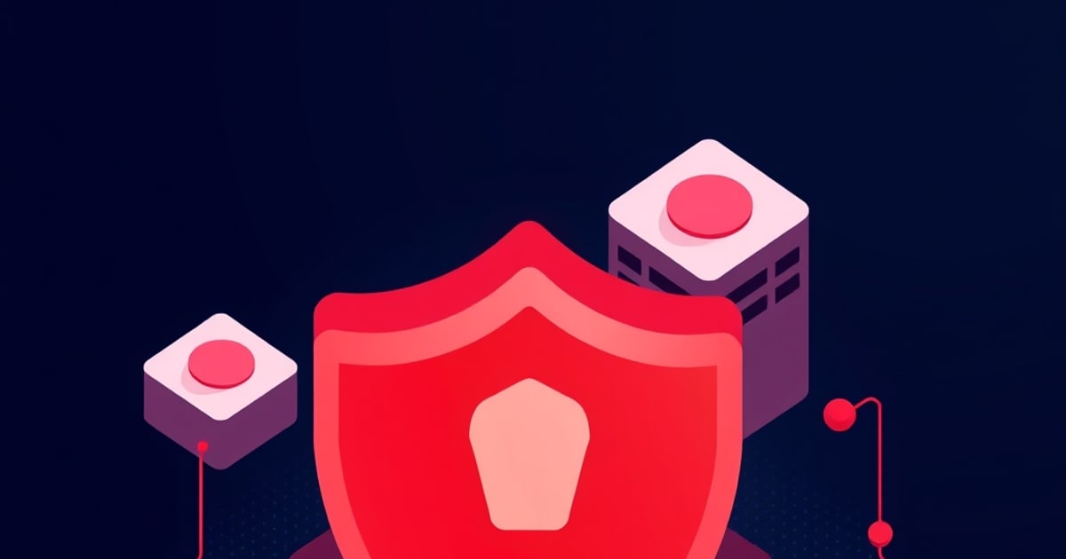 Isometric enterprise LLM pipeline layered with input scanners, output validators, guardrails, and supply-chain checks